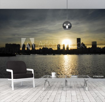 Picture of Montevideo skyline at sunset